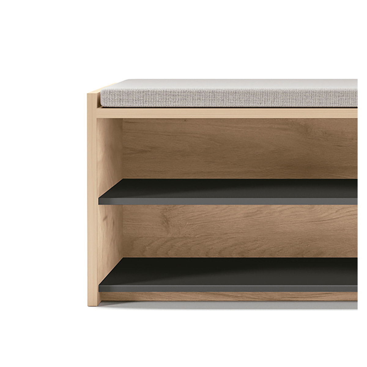 Banco descalzador Benchie melamina roble-grafito 43x110x41 cm