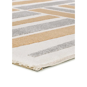 FLORA Alfombra geométrica con relieve en tonos beige y gris, varias medidas disponibles