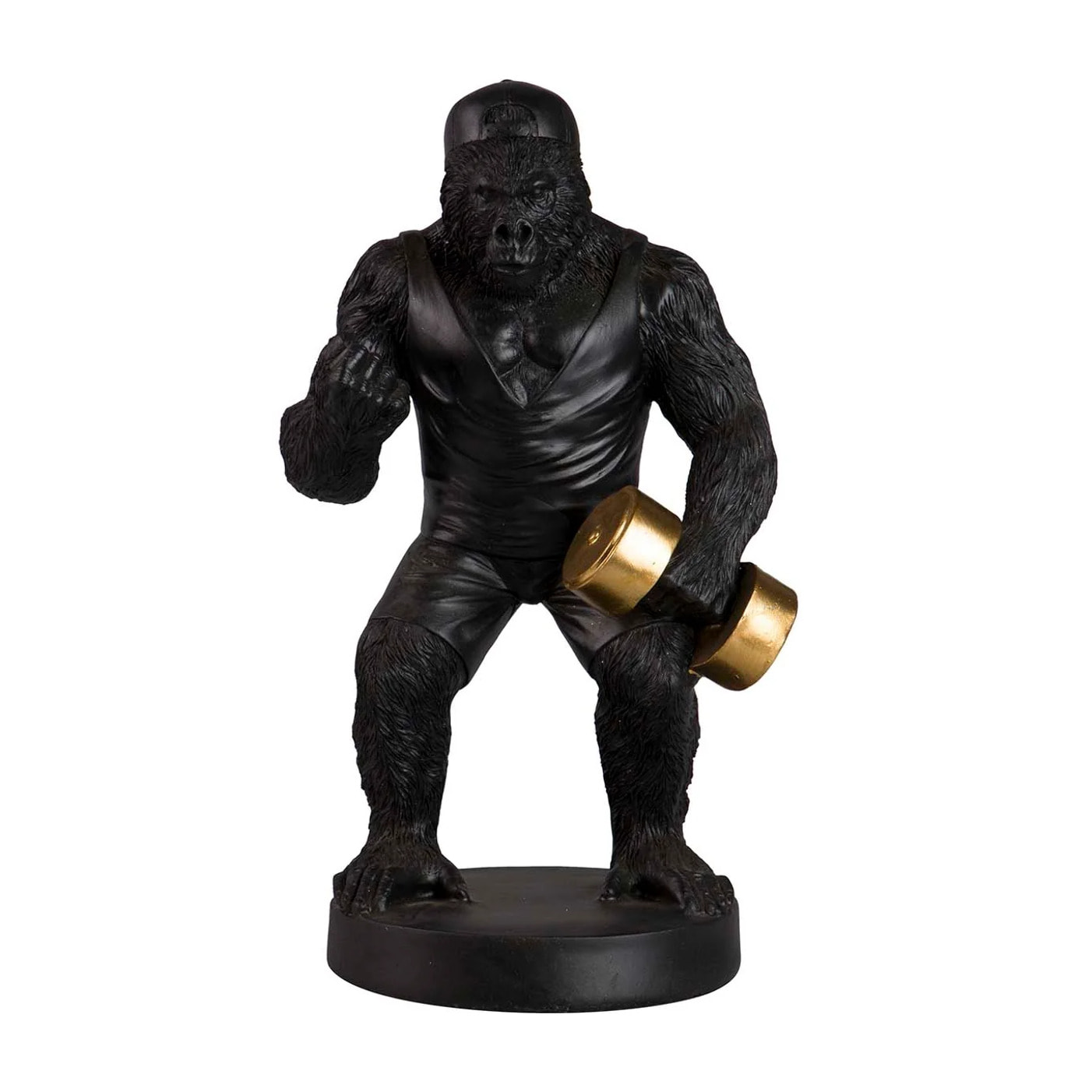 Figura Kingkong Pesas Resina Negra 16x13x27 Cm