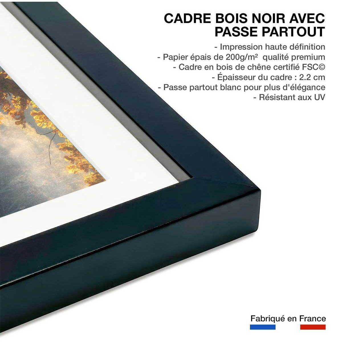 Affiche paysage Souffle d'hiver Affiche + cadre en bois - Noir
