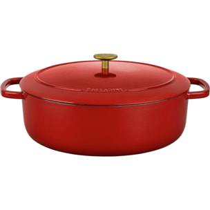 Cocotte en fonte, Ovale, Rouge, 33 cm