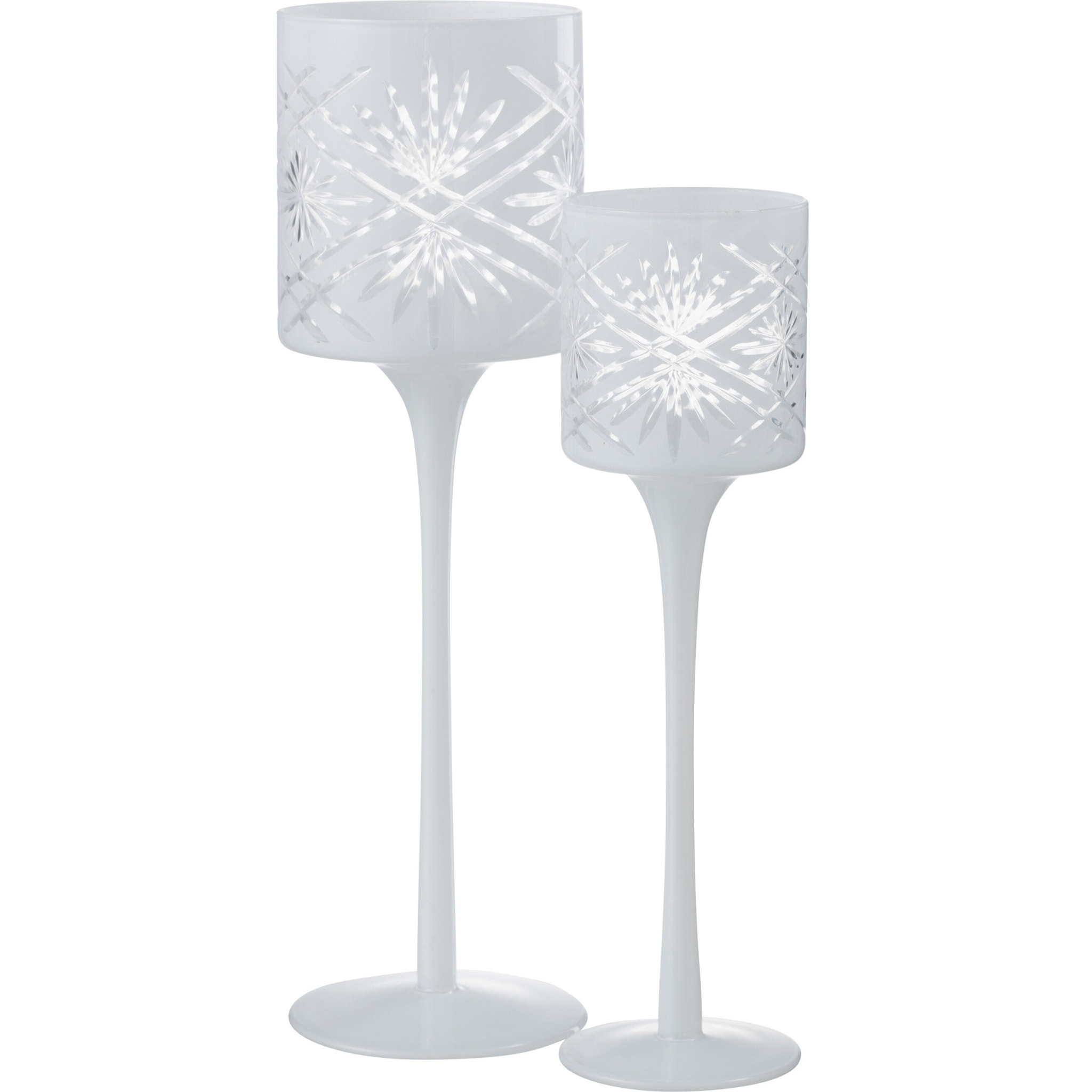 J-Line photophore sur Pied Santorini - verre - blanc - large