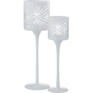 J-Line photophore sur Pied Santorini - verre - blanc - large