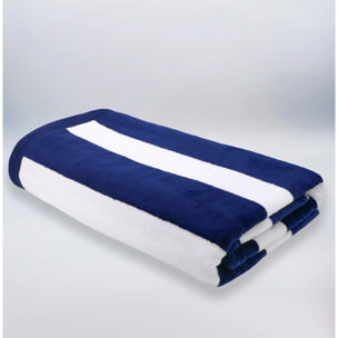Serviette de plage éponge velours Jacquard - Bahia Bleu Marine - 100x175cm - 470g/m²