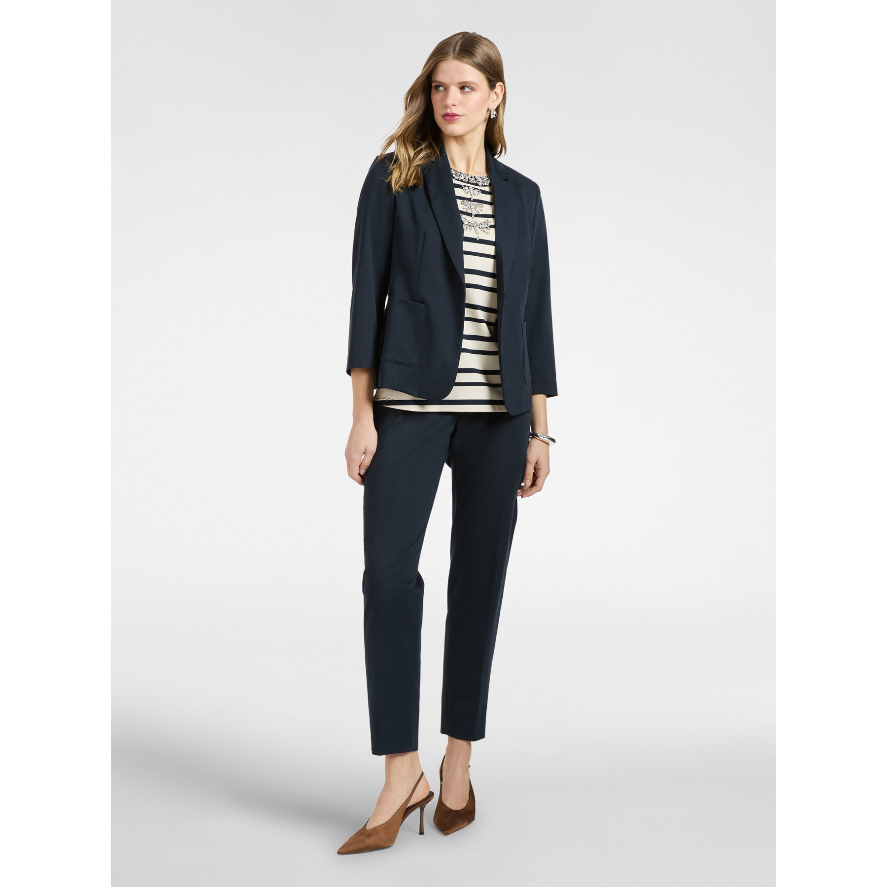 Elena Mirò - Blazer de raso elástico - Azul