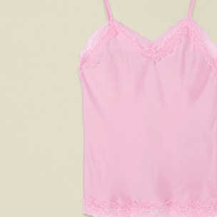 Oltre - Top lingerie in raso e pizzo - Rosa