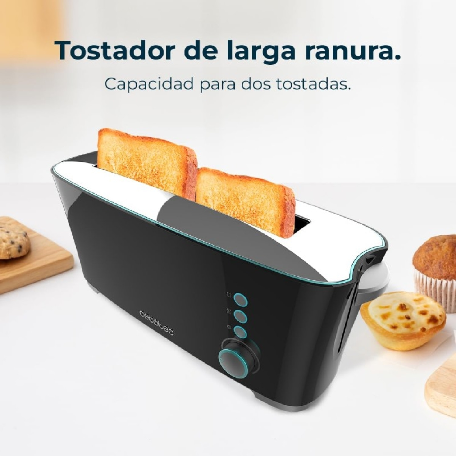 Cecotec Tostador Toast&Taste Extra B 1000W de Potencia Doble ranura larga para 2