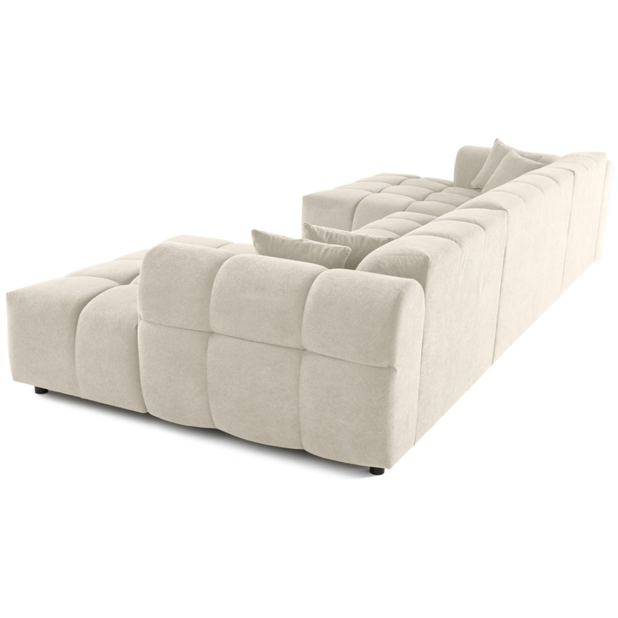 Ray - canapé panoramique en U 7 places en tissu texturé - Beige