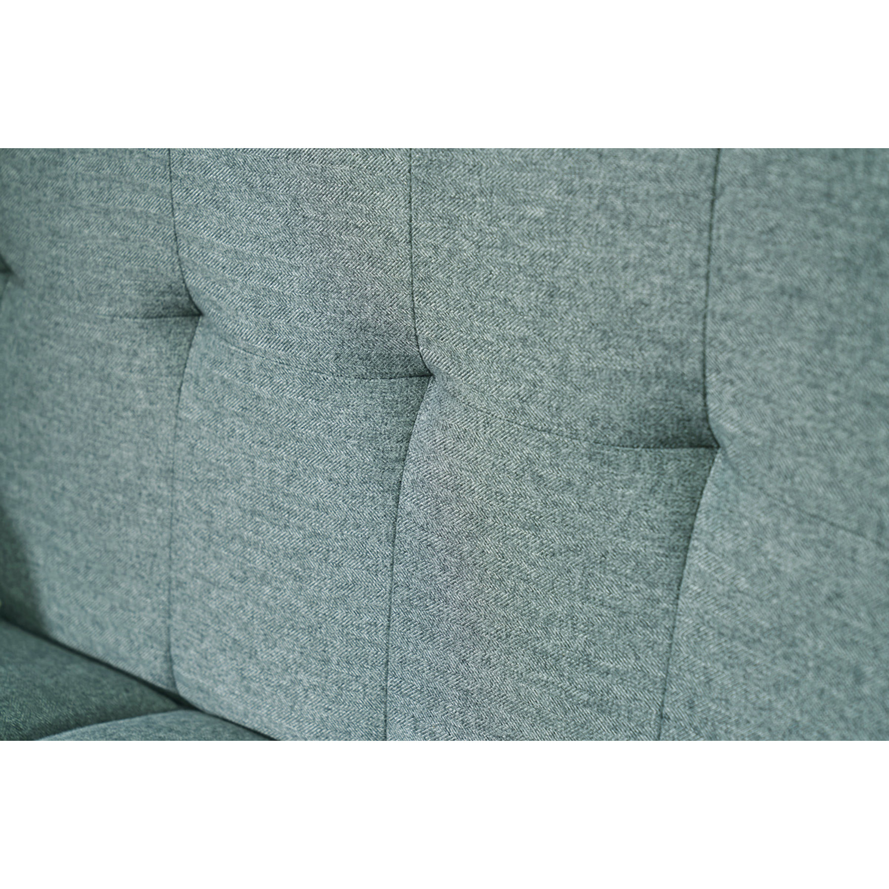 Canapé scandinave 2 places en tissu vert de gris et bois clair MOON