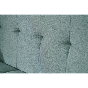 Canapé scandinave 2 places en tissu vert de gris et bois clair MOON
