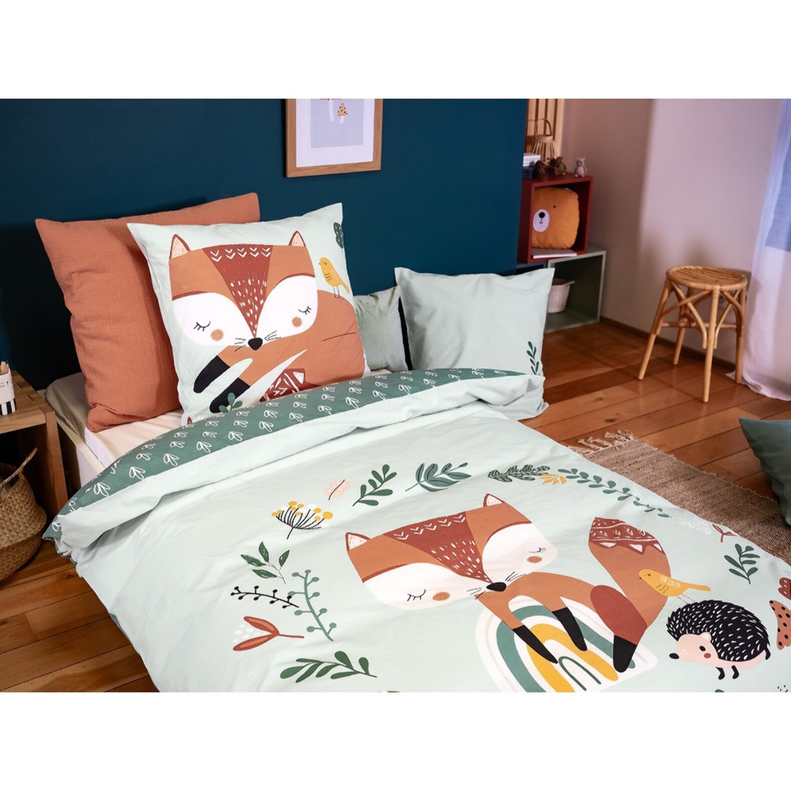 Parure de lit enfant coton marron