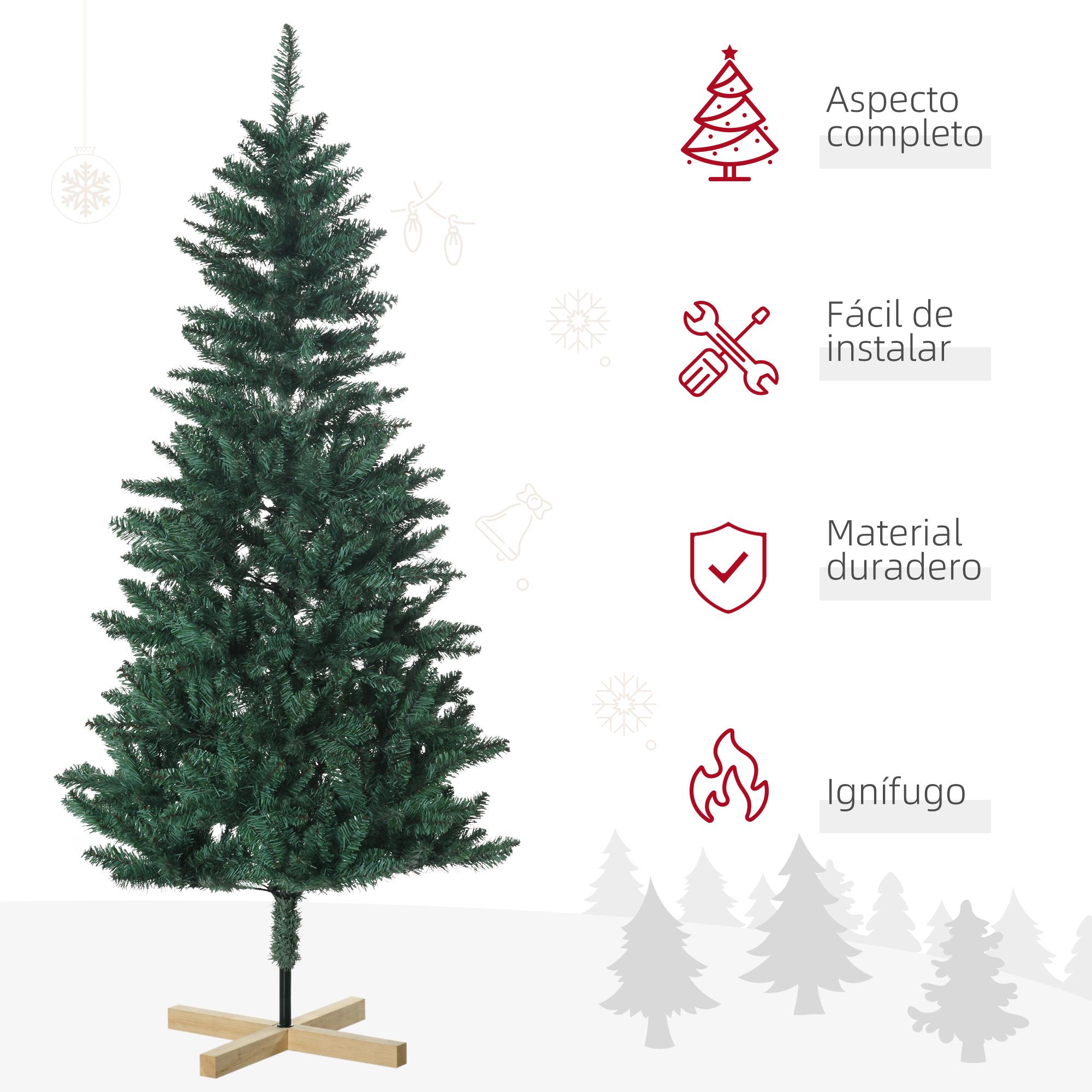 Árbol de Navidad Artificial 180 cm Árbol de Navidad Frondoso con 536 Ramas Apertura Automática y Base Cruzad de Madera Decoración para Interiores Ø90x180 cm Verde