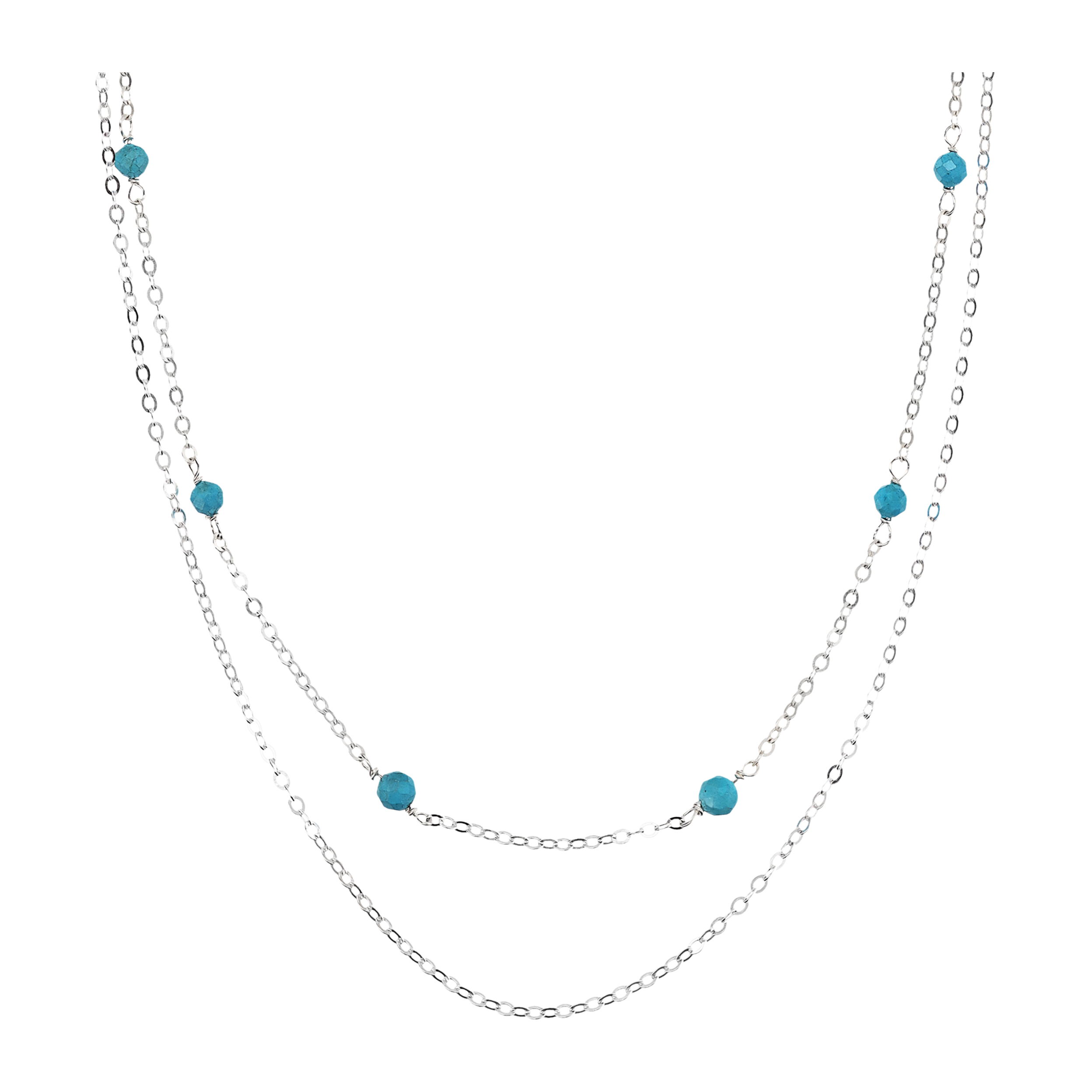 Collana Multifilo Rosario Catena Rolo e Magnesite Azzurra