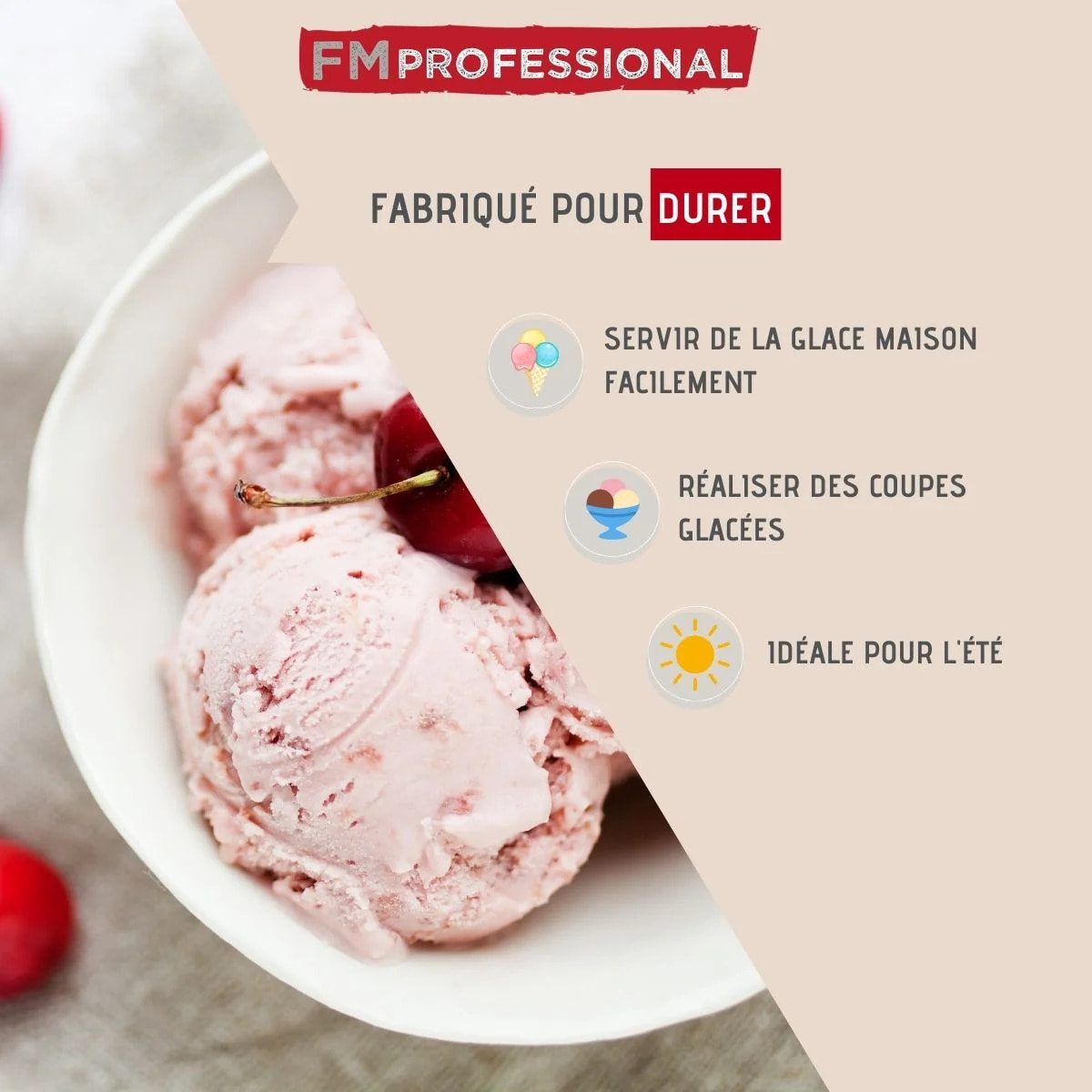 Cuillère à glace en inox FM Professional Divers
