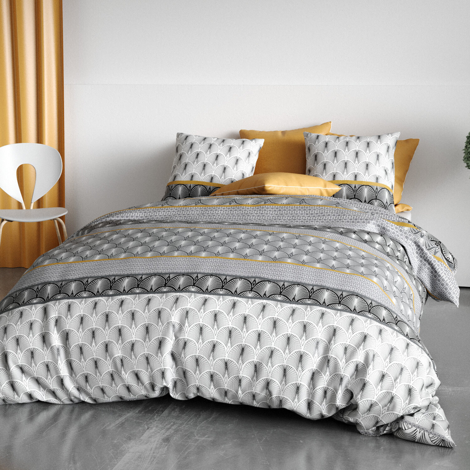 Parure De Couette 3pcs 100% Coton 57 Fils/cm2 Sakigold