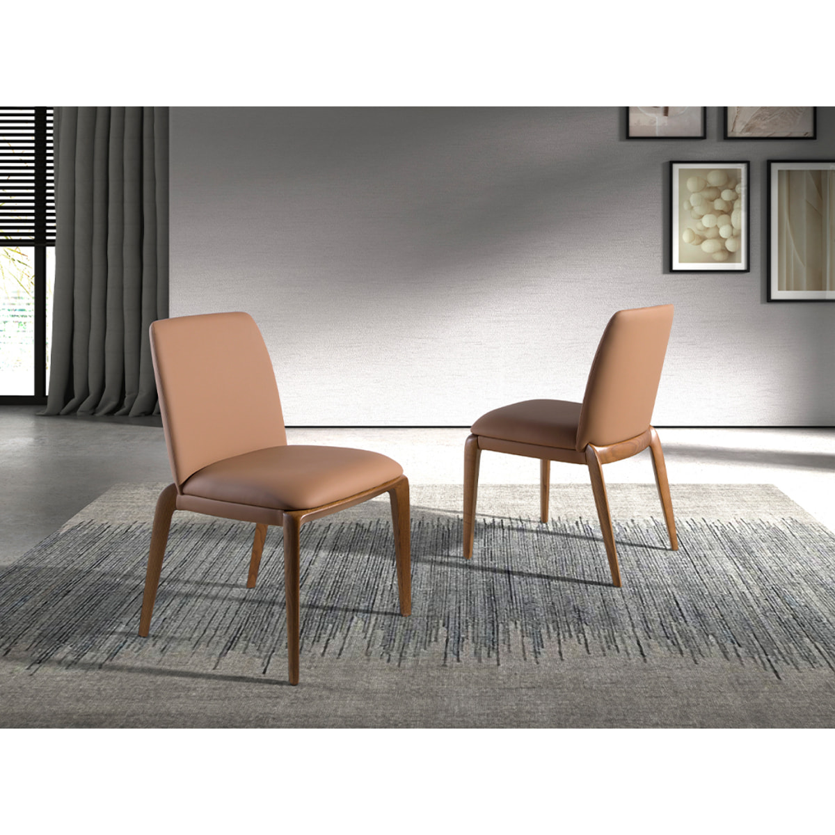 Silla Angel Cerdá tapizada en polipiel marrón con patas de madera en nogal 52x60x83cm