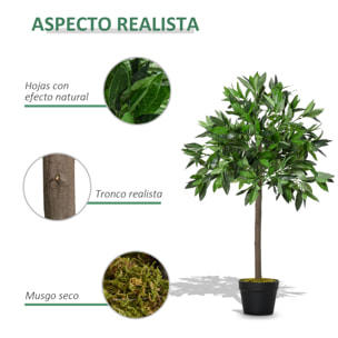 Outsunny 2 Plantas Artificiales de 90 cm de Altura Árboles de Laurel Decorativos con Maceta para Hogar Salón Uso en Interiores y Exteriores Verde