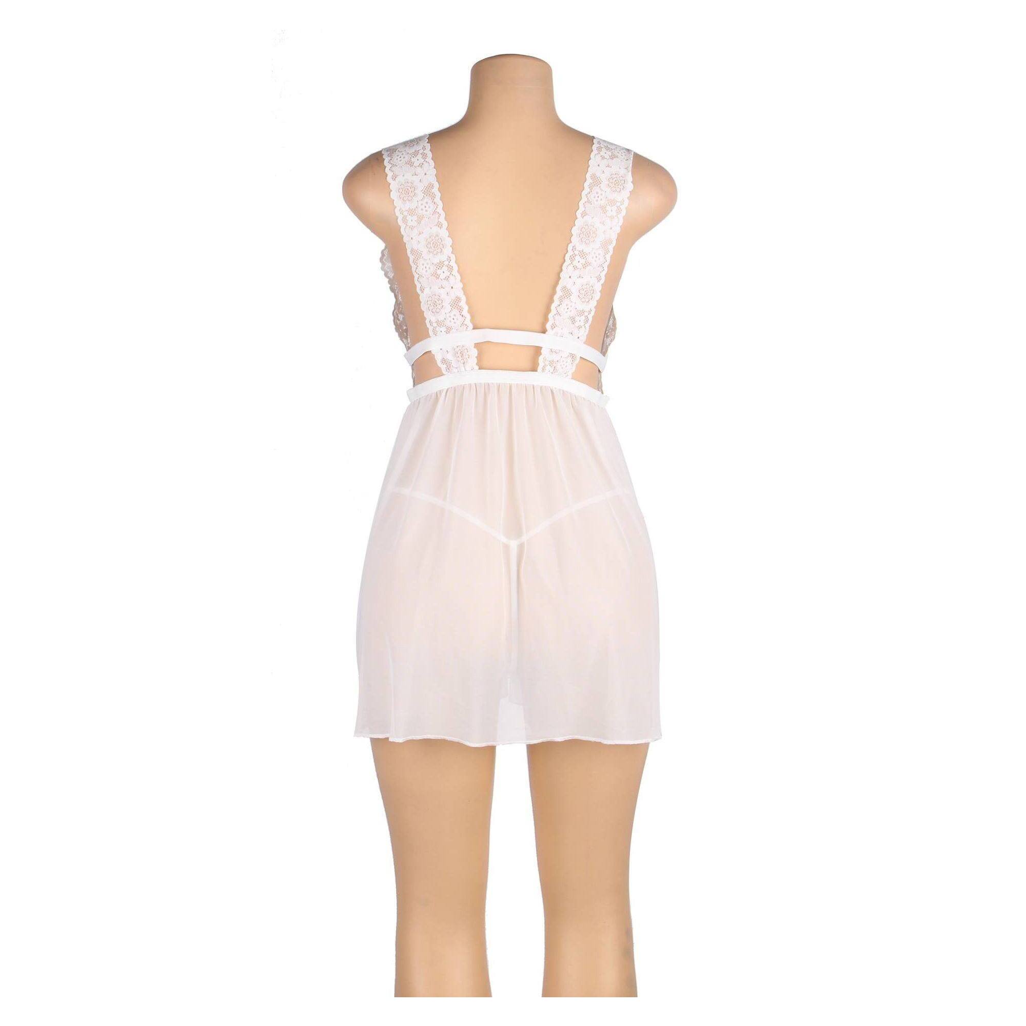 Babydoll de malla con cuello en v blanco