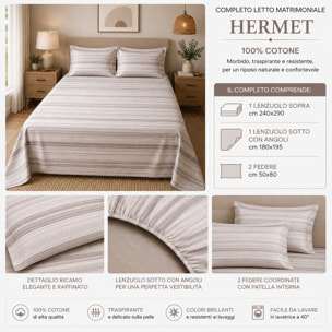 HERMET Completo Letto 100% Cotone Roberta