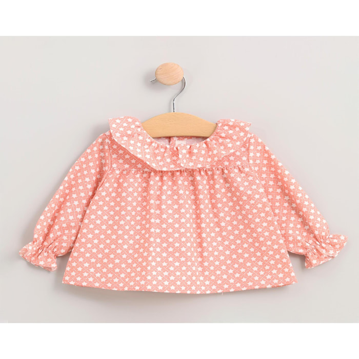 Blusa cuello volante estrellas rosa