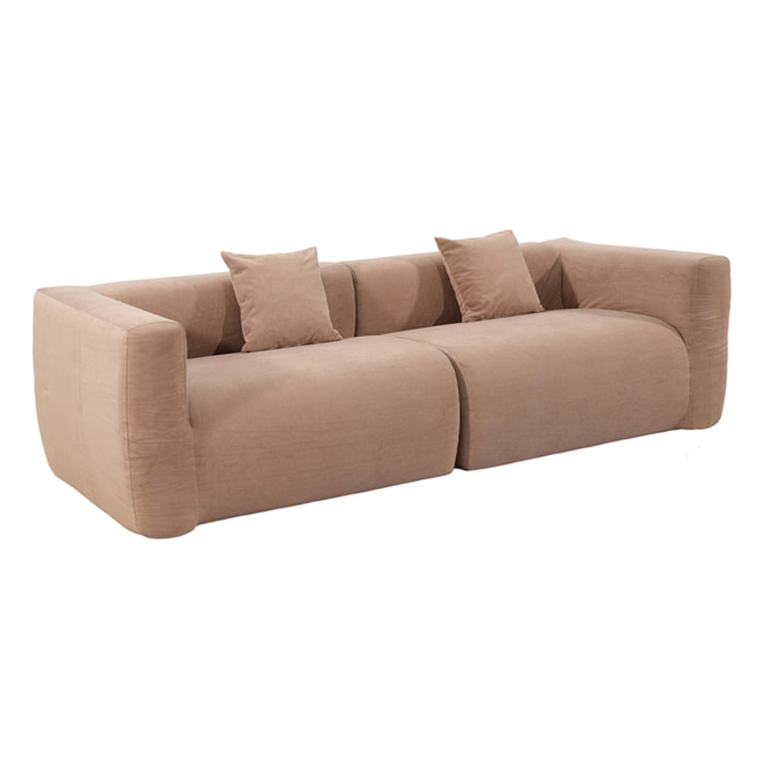 Canapé compressé 4 places en tissu effet laine texturée taupe JUMBO