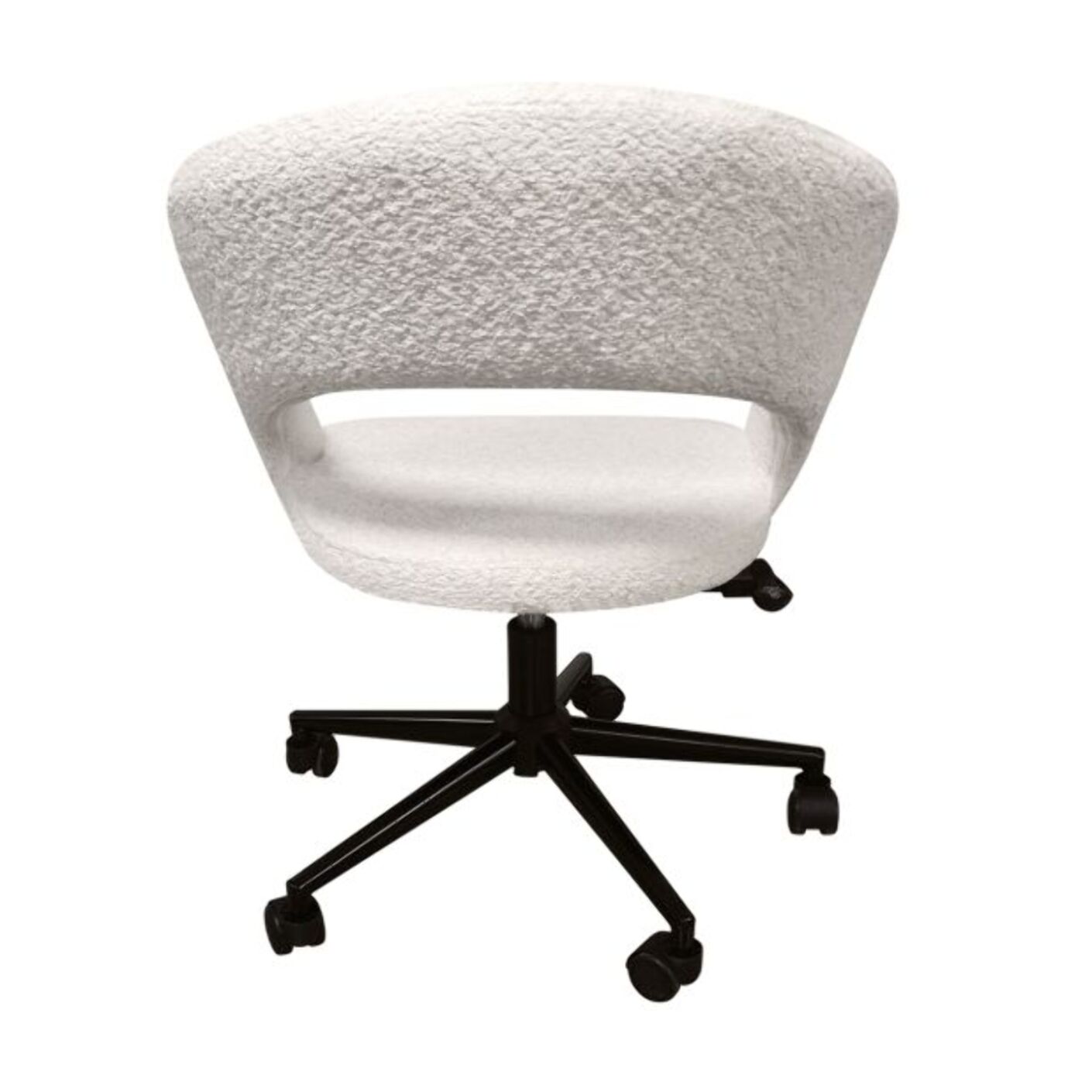 Fauteuil de bureau pivotant 360° tissu bouclette et roulettes - LEON