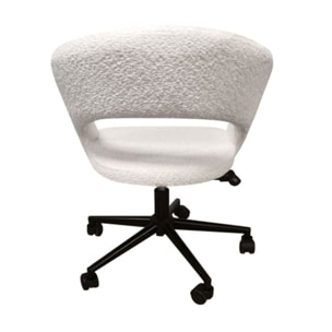 Fauteuil de bureau pivotant 360° tissu bouclette et roulettes - LEON