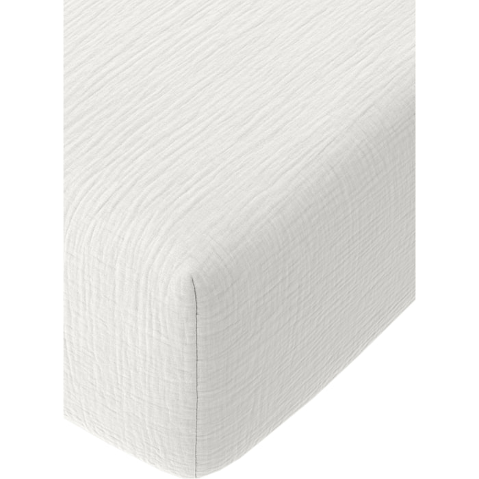 Drap Housse - Bonnet:30cm 100% gaze De Coton Blanc Pur