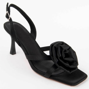 Sandalia De Tacón - Negro - Altura: 6 Cm