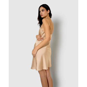 Camisón corto de satén new beige