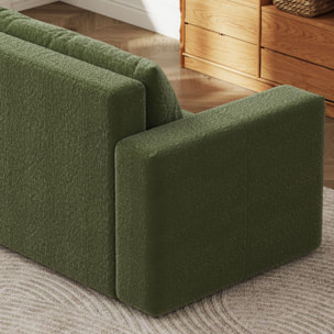 MIDLAND Canapé convertible 3 places avec coffre en bouclette vert