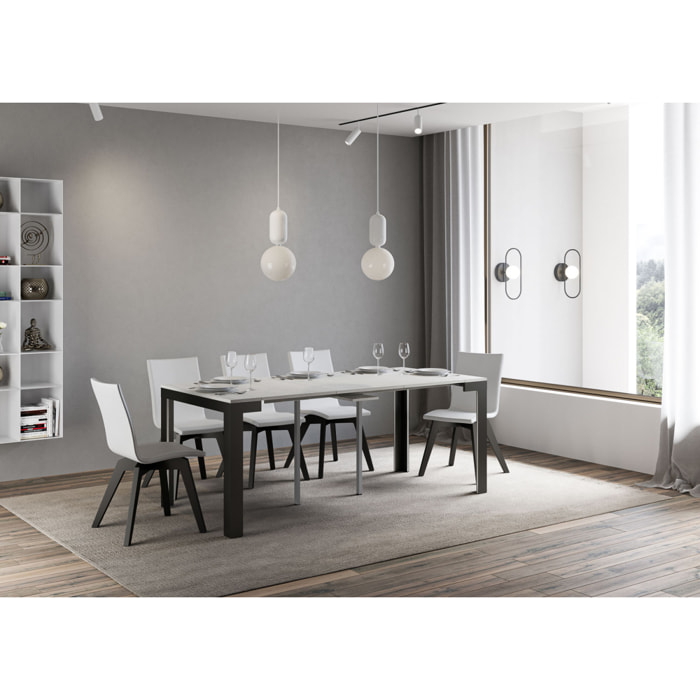 Console Linea Evolution Small cm.90x40 (extensible à 196) Frêne Blanc cadre Anthracite