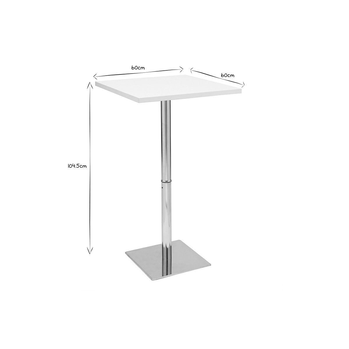 Table de bar design carrée blanche L60 cm JACK