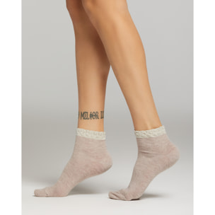 Calza Tosca con bordo in lamè goffrato