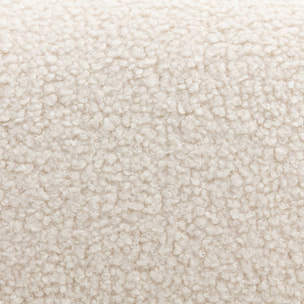 Fauteuil scandinave bois d'hévéa finition teinté noyer clair et bouclette blanche ANTOINE