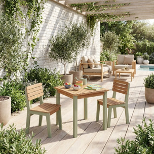 Table de jardin enfant intérieur/extérieur bois d'acacia + 2 assises CAROLINE