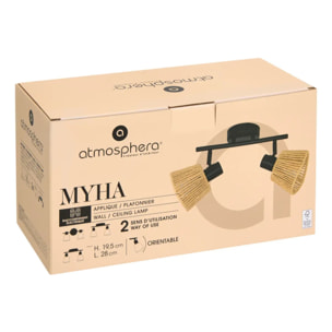 Applique murale/plafonnier Myha beige 28x15cm