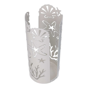 Portabicchiere in metallo mare bianco tondo cm ø8h20