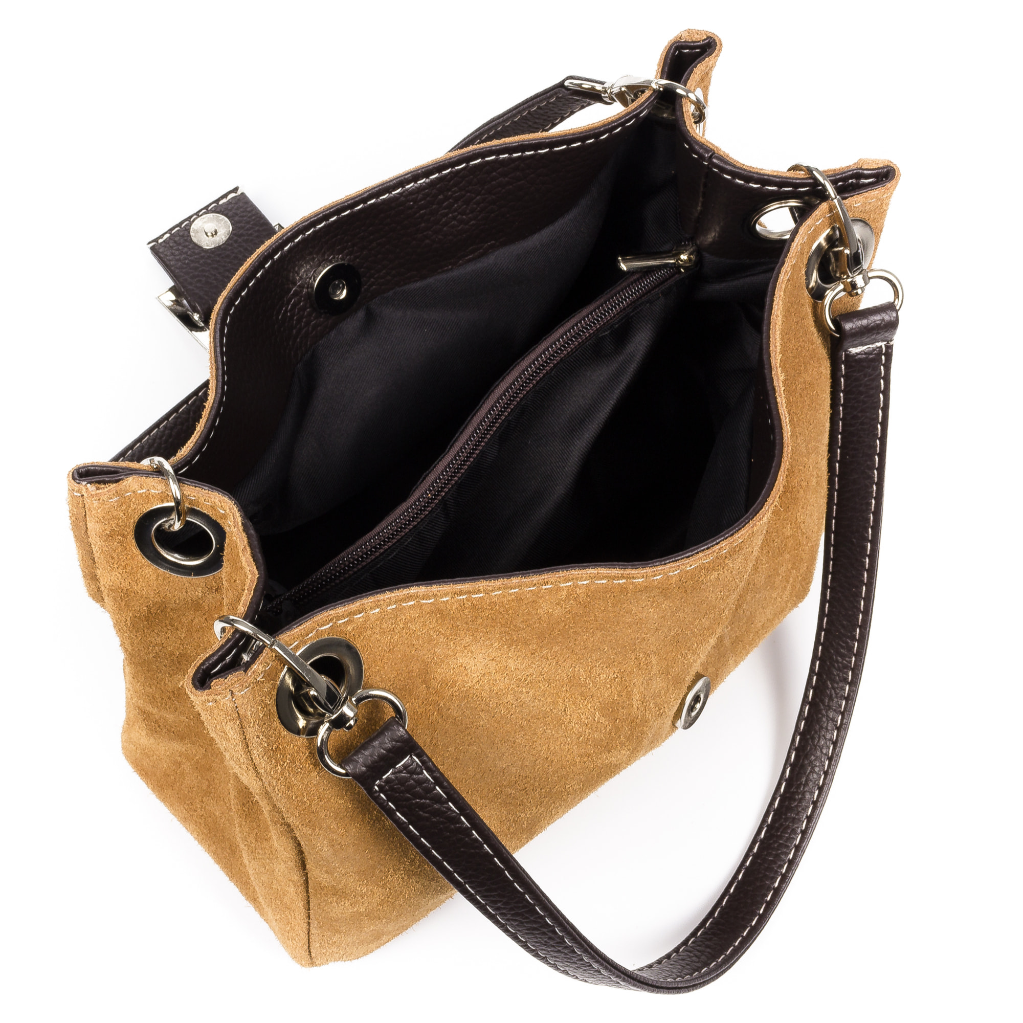 Aicurzio Bolso de hombro Mujer. Piel auténtica Gamuza Dollaro