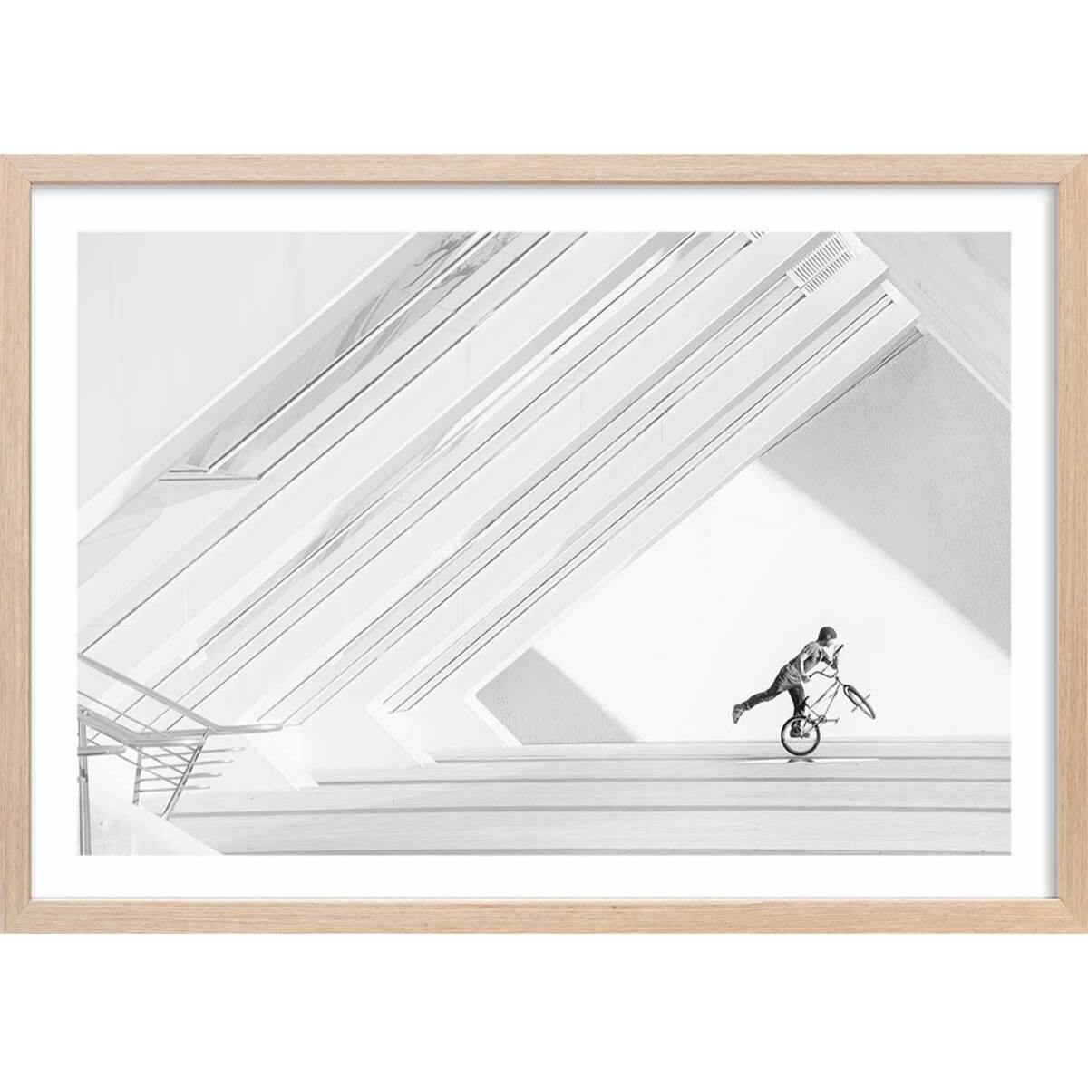 Affiche design Freestyle art Affiche + cadre en bois - Chêne