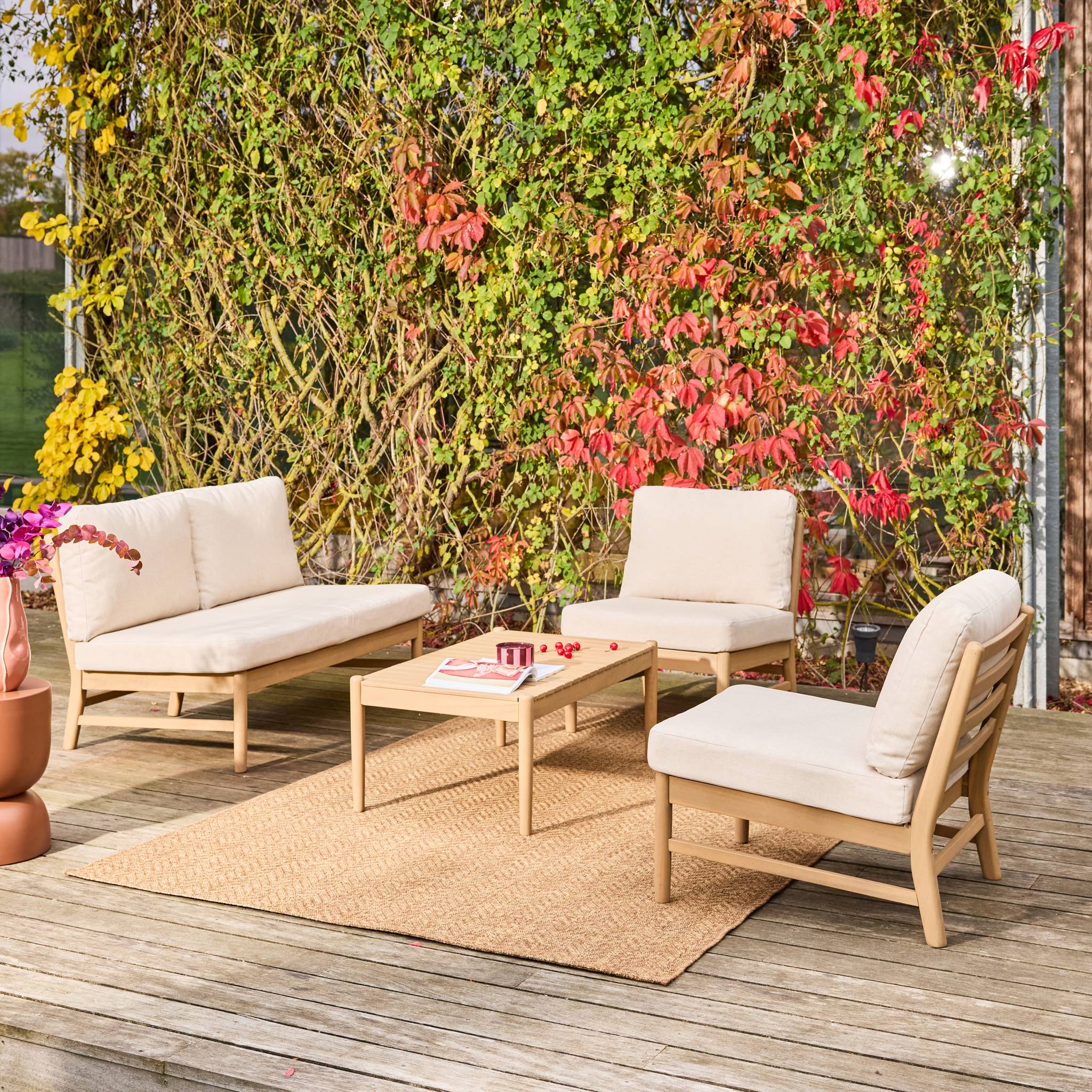 Salon de jardin bois d'acacia 4 places  LUNARI