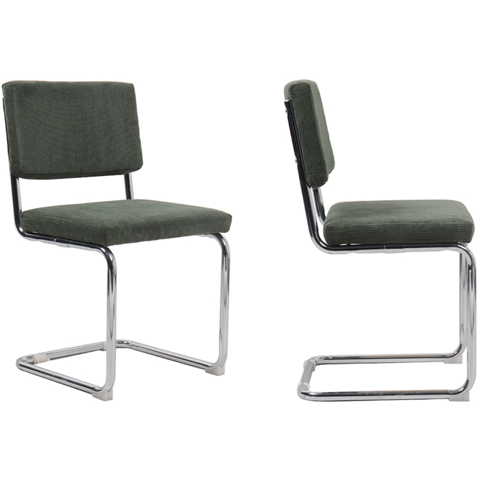 Lot de 2 chaises en velours côtelé et métal chromé - DULCE