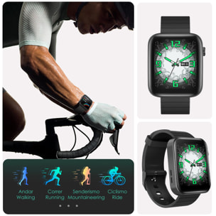 Smartwatch T68+ con termómetro, linterna, modo multideporte, monitor cardiaco y tensión.