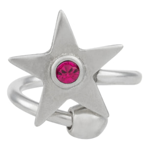 Anillo estrella swarovski fuschia plata925chapado