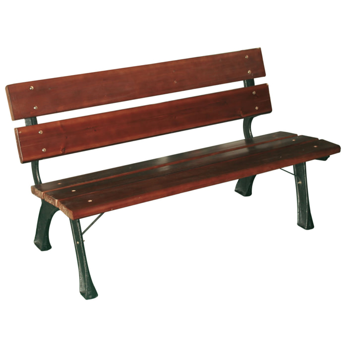 Hyde Park Junior - Panchina da giardino in legno impregnato e ghisa. Panca per esterno 2 posti. 122x60xH72 cm