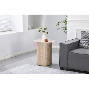 table d'appoint, bout de canapé, table de chevet en céramique "Eclat" - 50 x 50 cm - Marron
