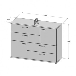 Commode 2 portes 4 tiroirs en bois - 5 coloris - SKY