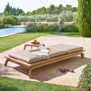 Lit de piscine "Manissa" beige aluminium et polyester