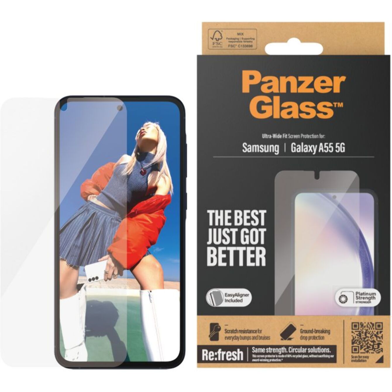 Protège écran PANZERGLASS Samsung A55 Ultra-Wide-Fit