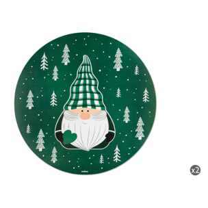 Set de 2 sets de table ronds Excelsa – Green Winter, Polypropylène vert